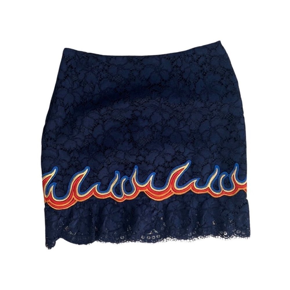 Sandro summer 2021 navy lace unique design mini skirt size 1 - Picture 2 of 6